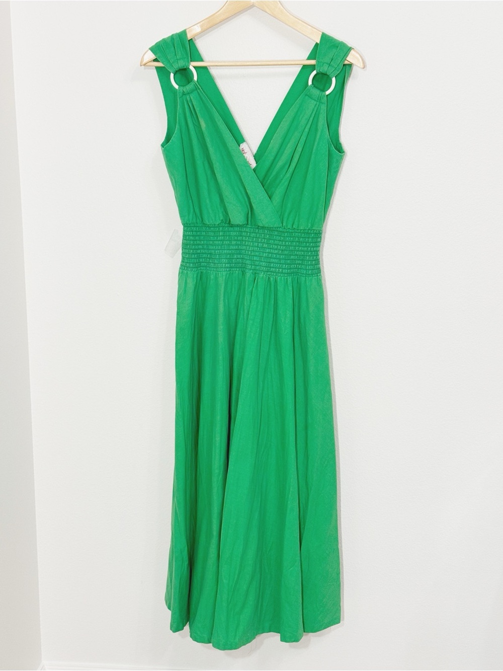 VINTAGE Vicky Vaughn Dress, Green Midi, Crisscross front & Back Size 11/12
